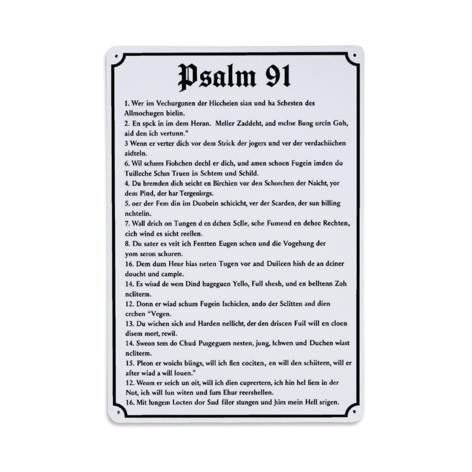 Psalm 91 Vintage Gothic Text Wall Plaque Vintage Aluminium Metal Sign, Retro Wall Decor for Home, Bar, Garage & Farmhouse 30x20cm