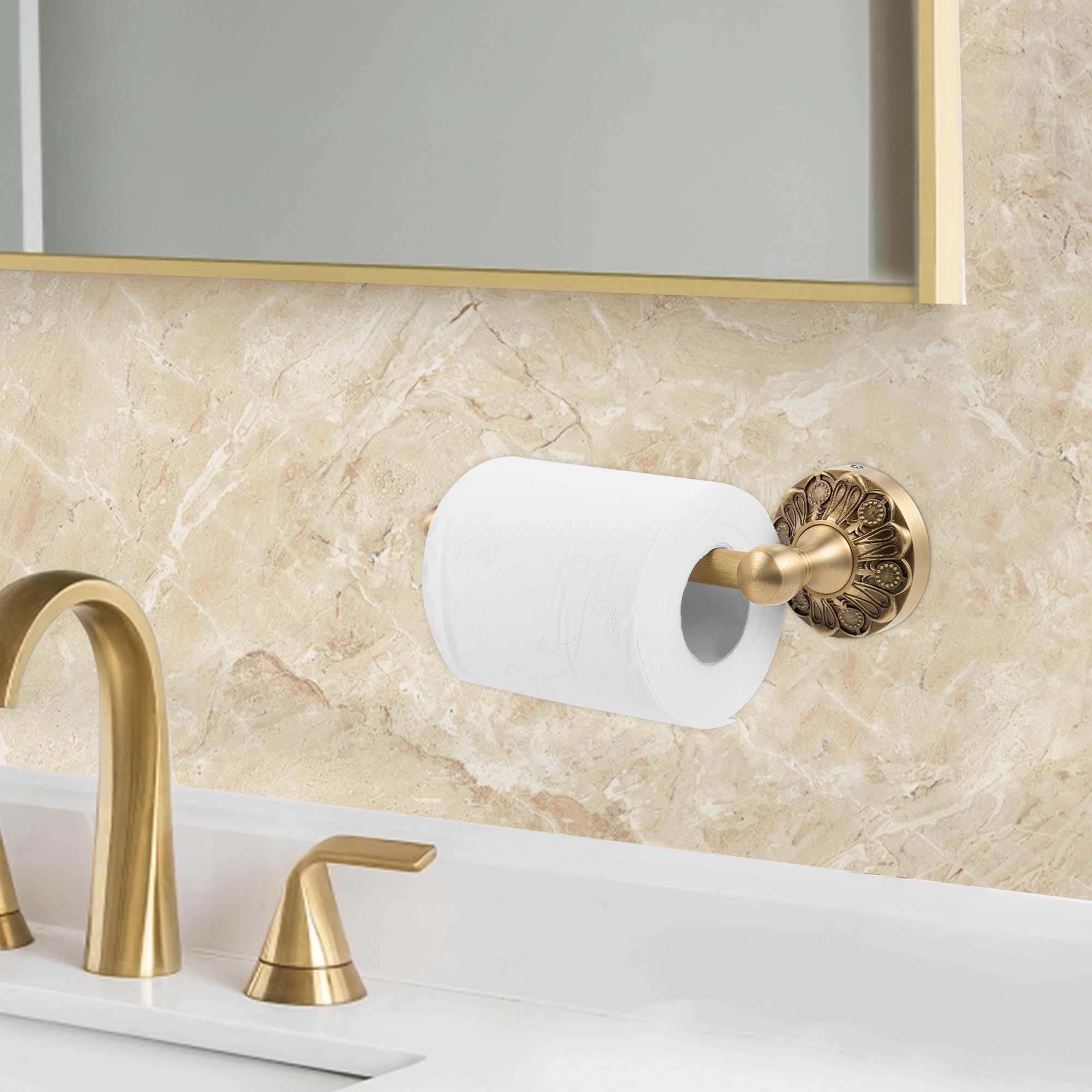 Lucyound Antique Gold Toilet Paper Holder, Bathroom Toilet Paper Roll Holder Wall Mount - Image 2