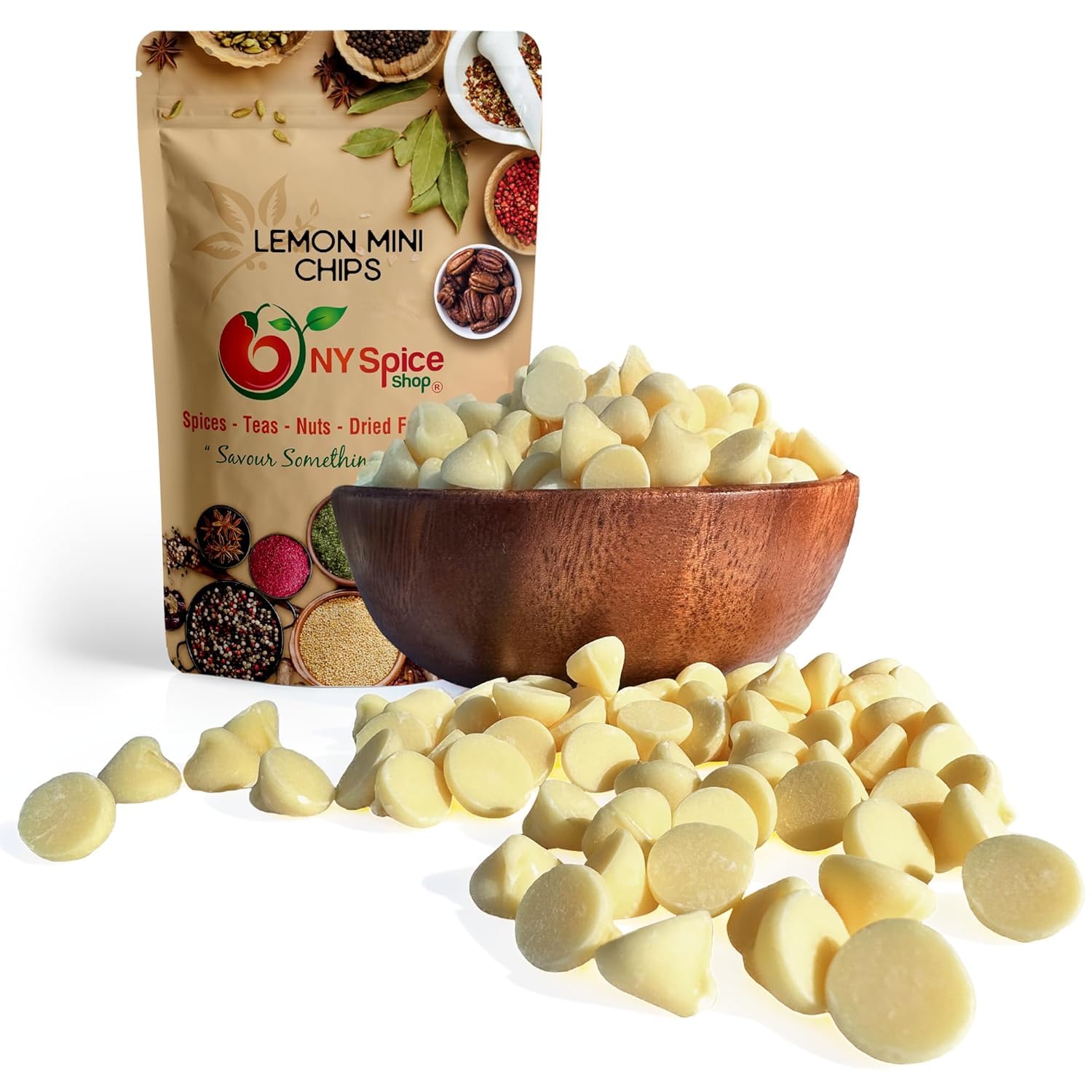 NY Spice Shop Lemon Baking Chips - 3 Pound Delicious Mini Chocolate Chips - Fresh Yellow Lemon Chips - Yellow Chocolate Chips