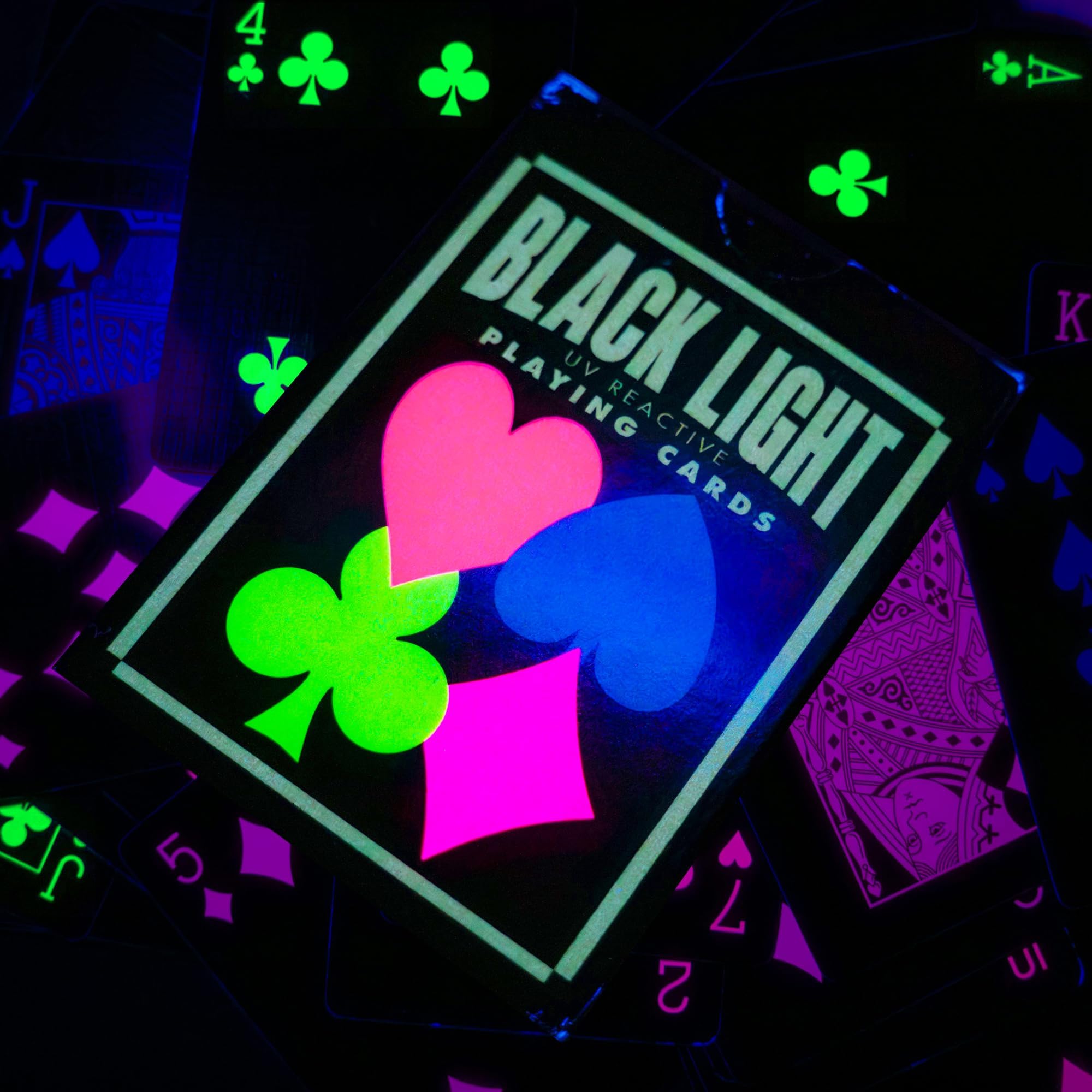 UV Black Light Playing Cards by Island Dogs– Neon Fluorescent Glow Deck for Black Light Games, Glow in the Dark Playing Cards, Parties – Unique Cards, Durable, Great Gift for Collectors