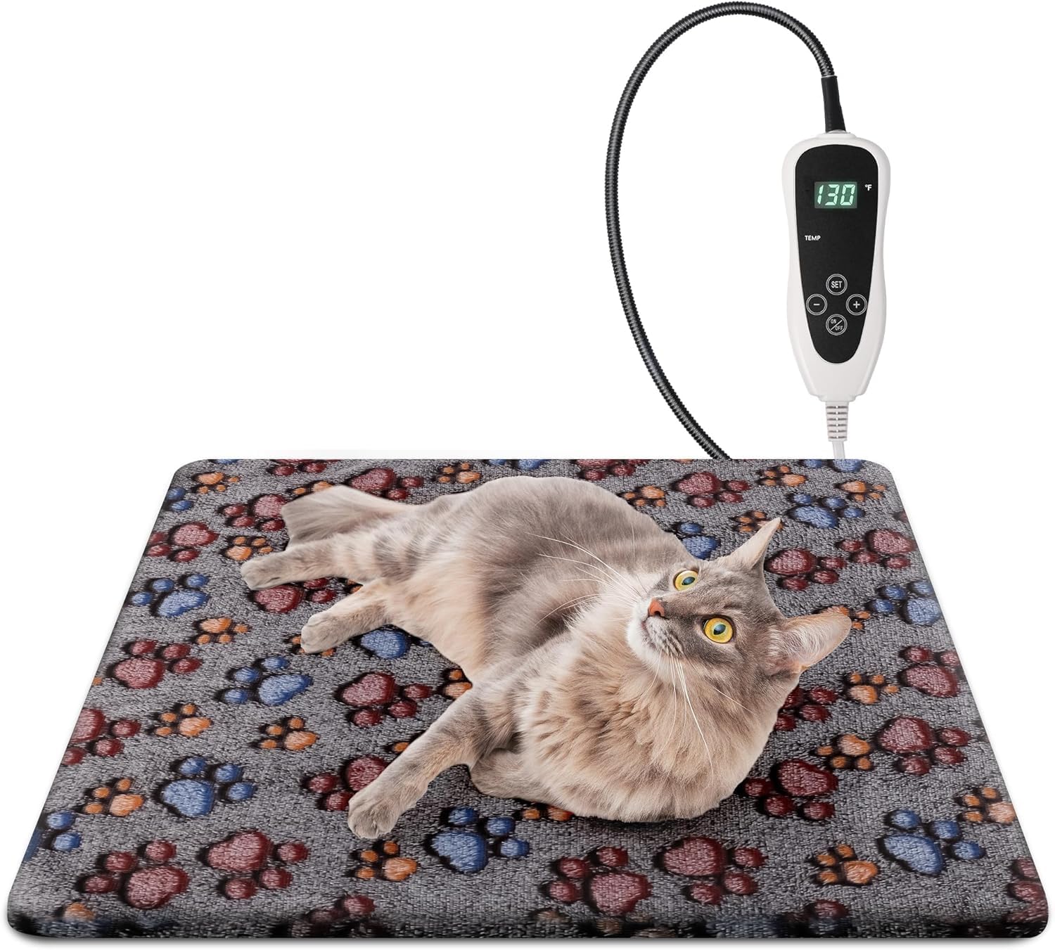 Newget Cat Heating Pad, Large Dog Heating Pad for Arthritis, Heated Dog Warming Pad for Indoor, Pet Heated Pad Blanket with 11 Adjustable Temperature Timer & Chew Resistant Cord (L: 35'' L X 24'' W)