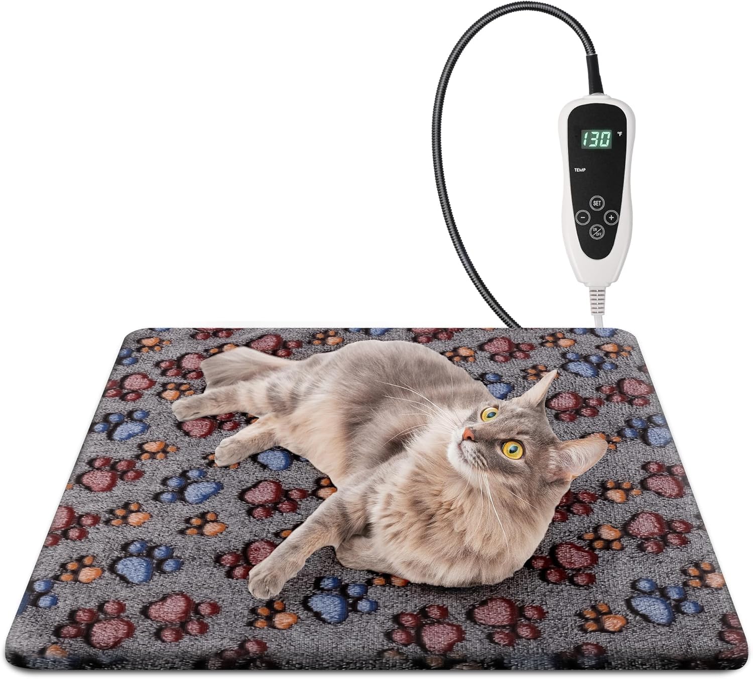 Photo 1 of Newget Cat Heating Pad, Waterproof Pet Heating Pad for Cats Dog Indoor, 11 Adjustable Temperature Cat Warming Bed Mat with Timer, Indoor Heated Bed with Chew Resistant Cord (S: 18'' L X 18W '')