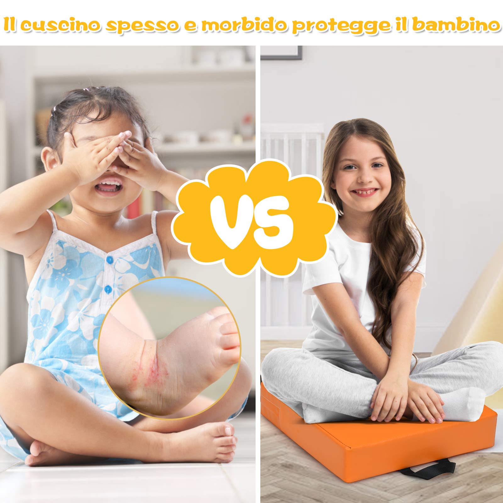 COSTWAY Tappeto per Bambini 6 Pezzi, Tappeto da Terra Cuscino Yoga Meditazione, per Camera da Letto e Salotto, Moderno 38x38x8cm