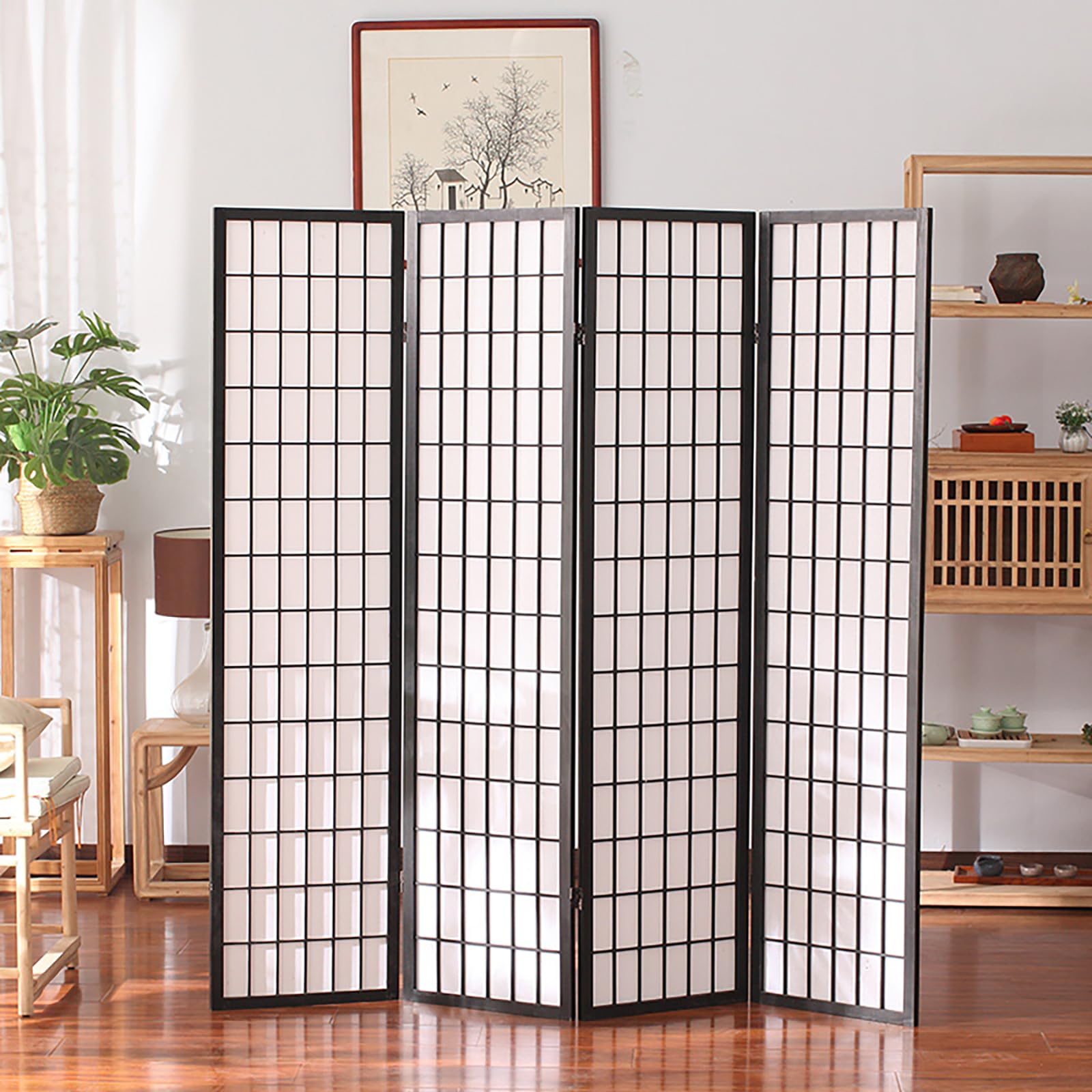 Amazon｜fuyutu パーテーション 4連 間仕切り 和風衝立 高さ150/178cm