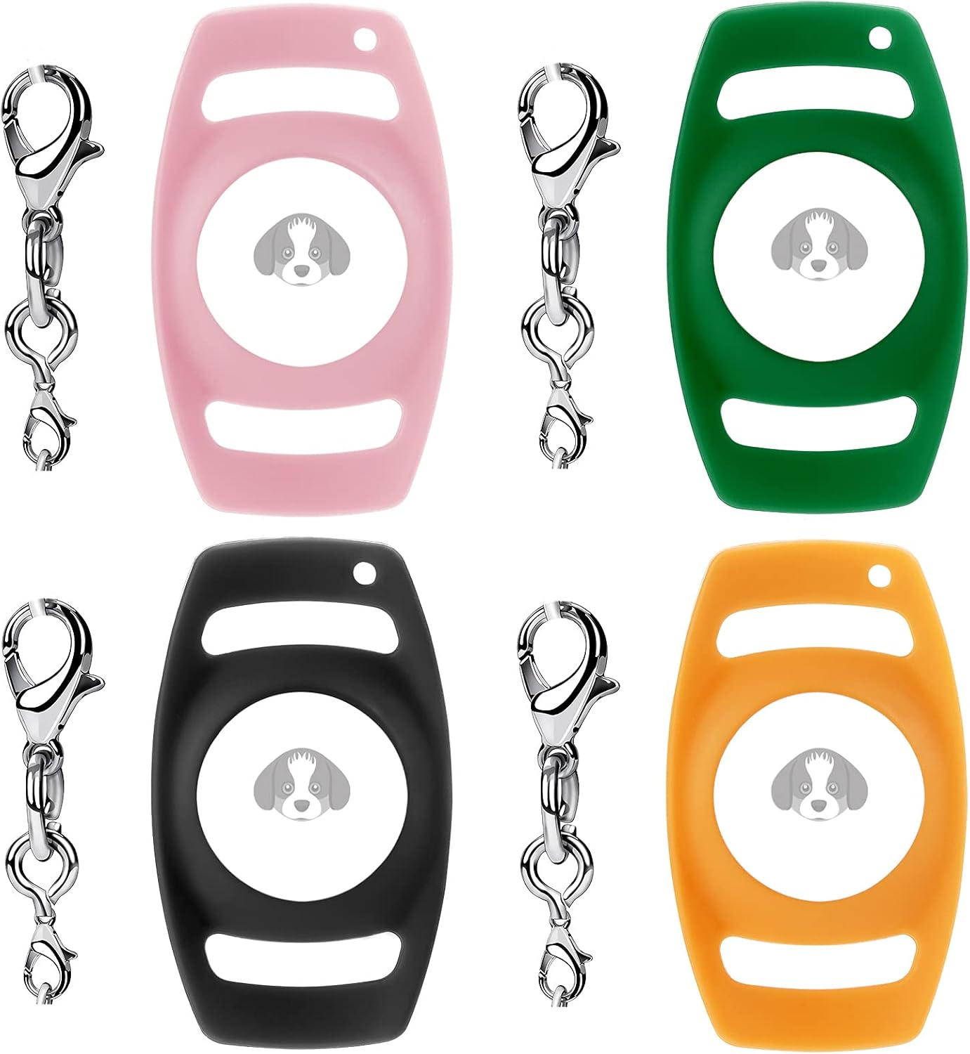 4 Pack Apple airtag Dog cat Collar Anti-Lost Air Tag Case Holder Cover AirTags Finder Keychain & Backpack Bag Accessories (Black + Pink…