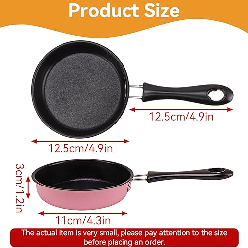 Miniatura 3 de Cyrank Sartén para huevos de 4.7 pulgadas, sartén redonda antiadherente para tortilla con asa, pequeña sartén portátil para tortilla para el hogar,