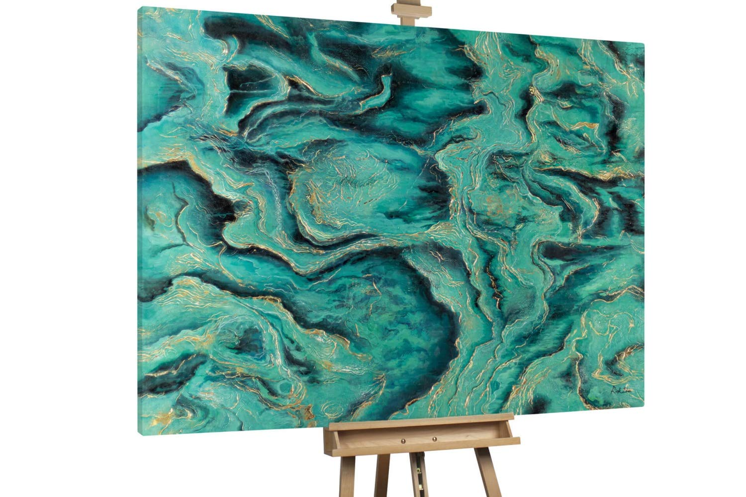 Kunstloft® Extraordinario Cuadro al óleo 'Land Before Time' 200x150cm | Original Pintura XXL Pintado a Mano sobre Lienzo | gradiente Abstracto Verde | Mural de Arte Moderno
