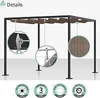 Vista 5 de SunnyRoyal Toldo retráctil para pérgola de 7 x 14 pies, toldo de repuesto con herrajes para patio, porche, jardín, al aire libre