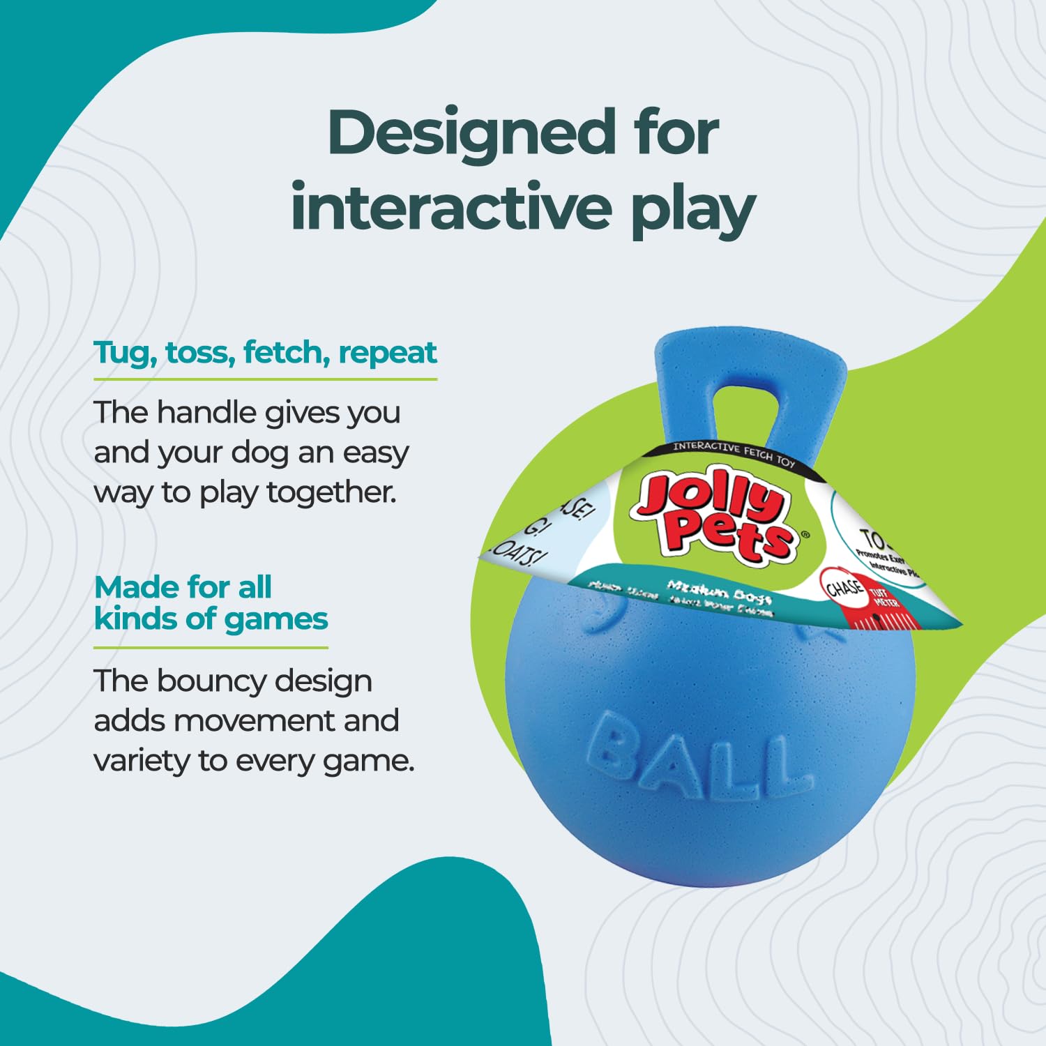 Jolly Pets JOLL046B Hundespielzeug - Tug-n-Toss, 20 cm, hellblau
