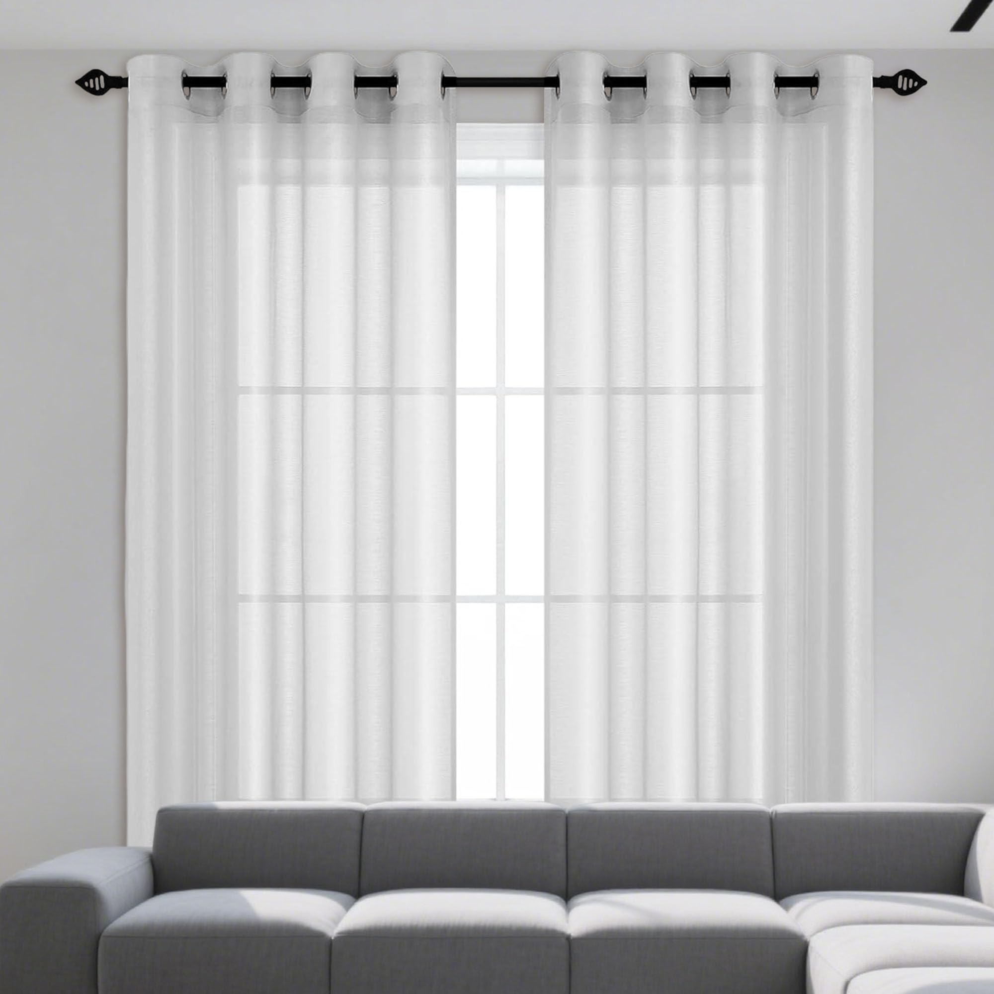 Rideau voilage anti UV bloquer soleil grand format gris clair à oeillets pour chambre