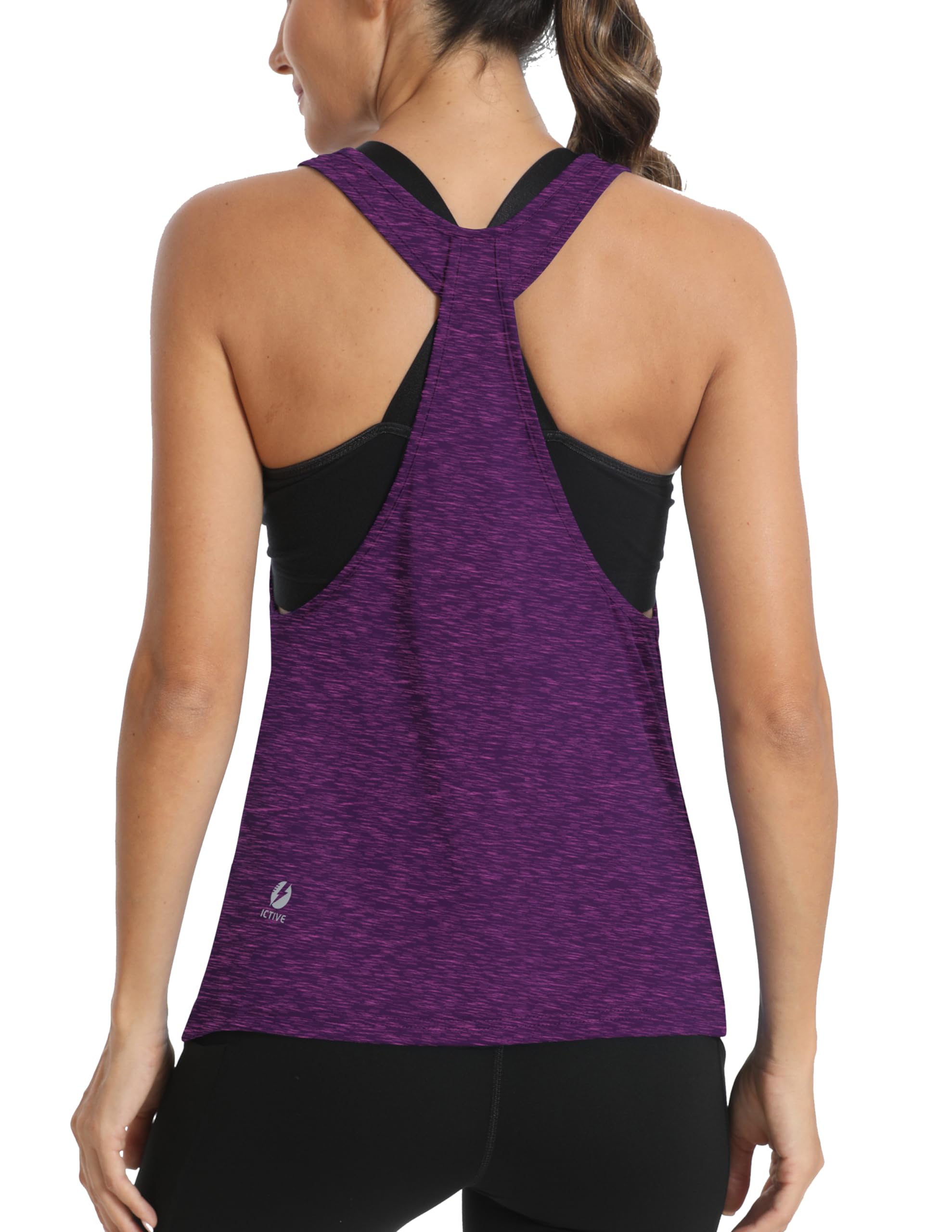 ICTIVE Workout Tops for Women Sleeveless Open Back Muscle Racerback Exercise Tank Shirts