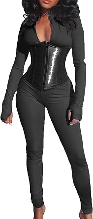 Long Sleeve Corset Waist Jumpsuits 