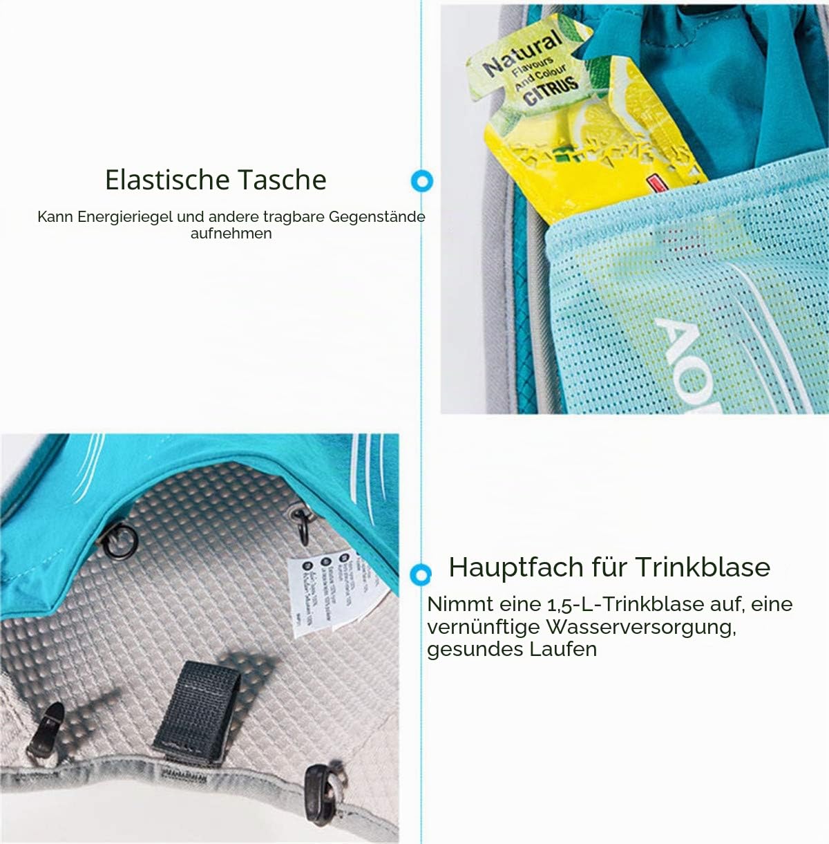 5L Ultraleicht Trinkrucksack Trail Rucksack Trinkweste, Hydration Pack Fahrradrucksack für Laufen, Camping, Wandern, Marathoner mit 1.5L Trinkblase oder 500ML Wasserflasche