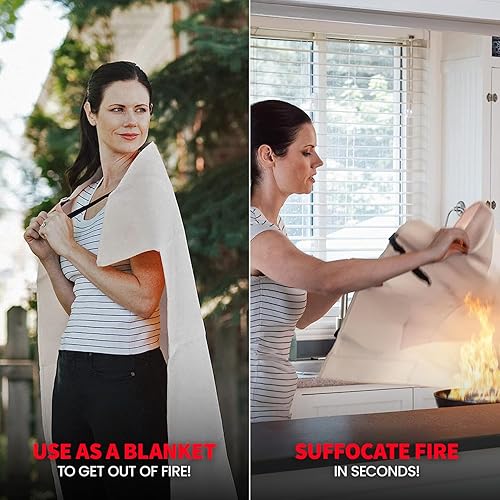 Miniatura 8 de Prepared Hero Manta de emergencia contra incendios, paquete de 2, manta de extinción de incendios para cocina, 40 x 40 pulgadas, para el hogar,