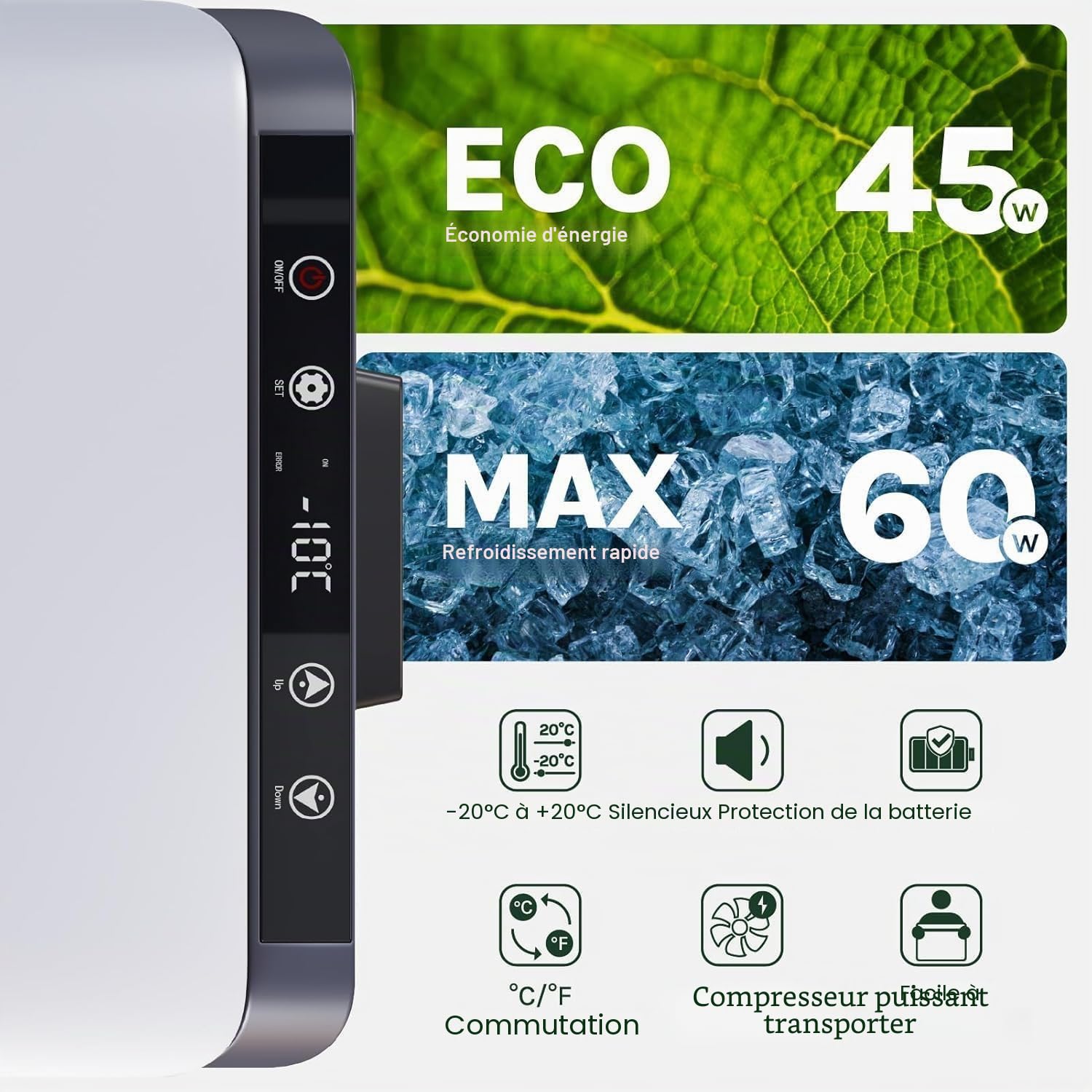 WOLTU Mini Frigo de Voiture 12/24V, Petit Réfrigérateur à compresseur Portable Froid Glacière Électrique 30L pour Boisson, Congélateur Camping pour Chambre
