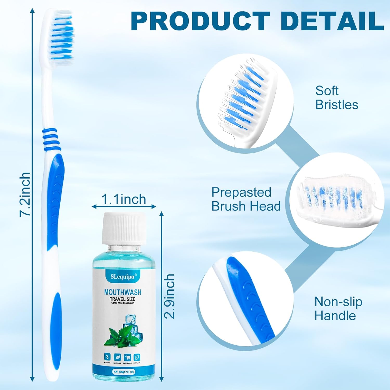 Prepasted Disposable Toothbrushes with mouthwash 35ml/1.2fl oz Individually Wrapped Tooth Brush Travel kit Soft Bristle Travel Tooth Brush Set Single Use for Hotel,Camping,Homeless (50)