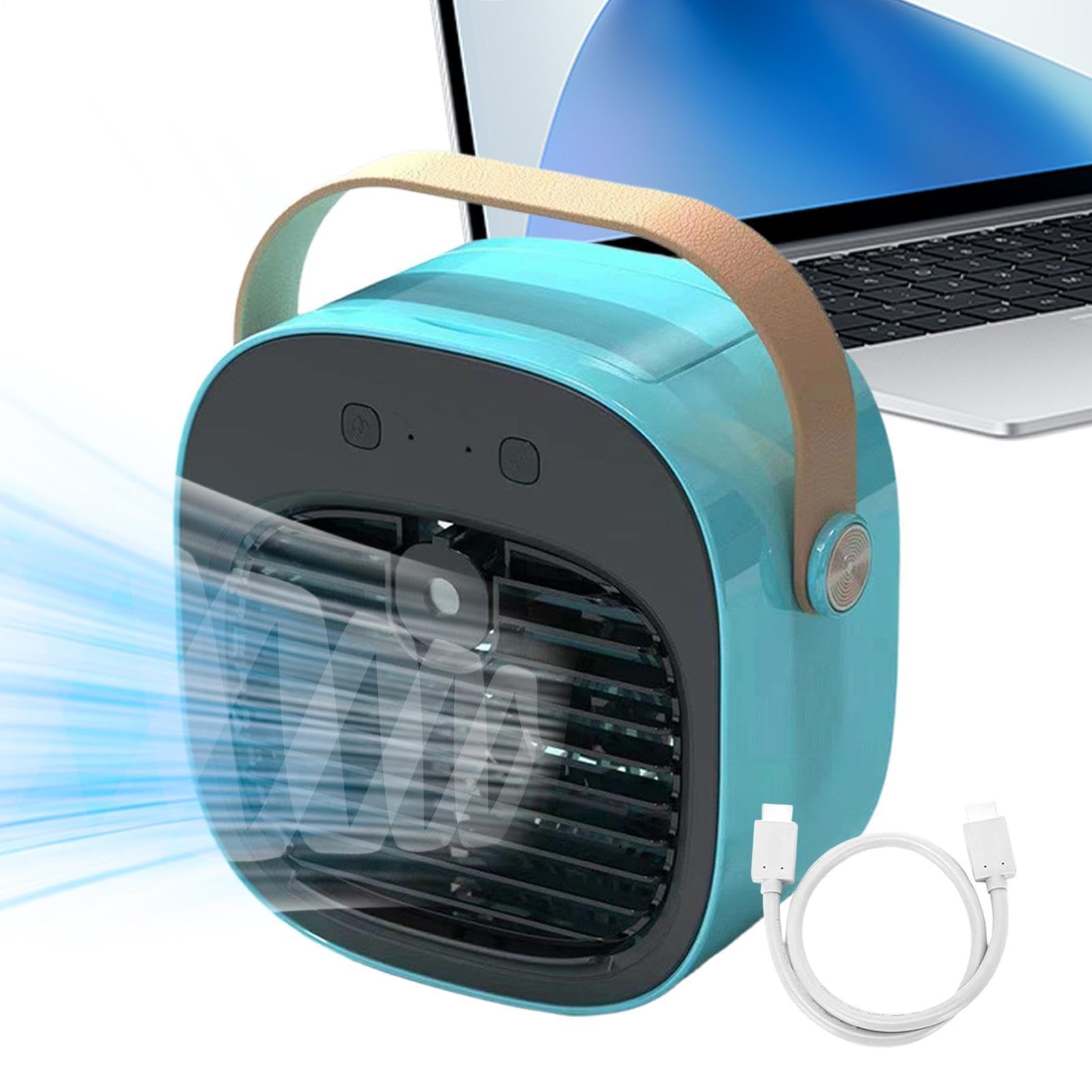 Ventilatore Scrivania Portatile 3 velocità USB ricaricabile silenzioso | Ventilatore da Tavolo con Nebulizzazione d'Acqua per piano di lavoro, camera da , comodino, ufficio domestico, viaggi,