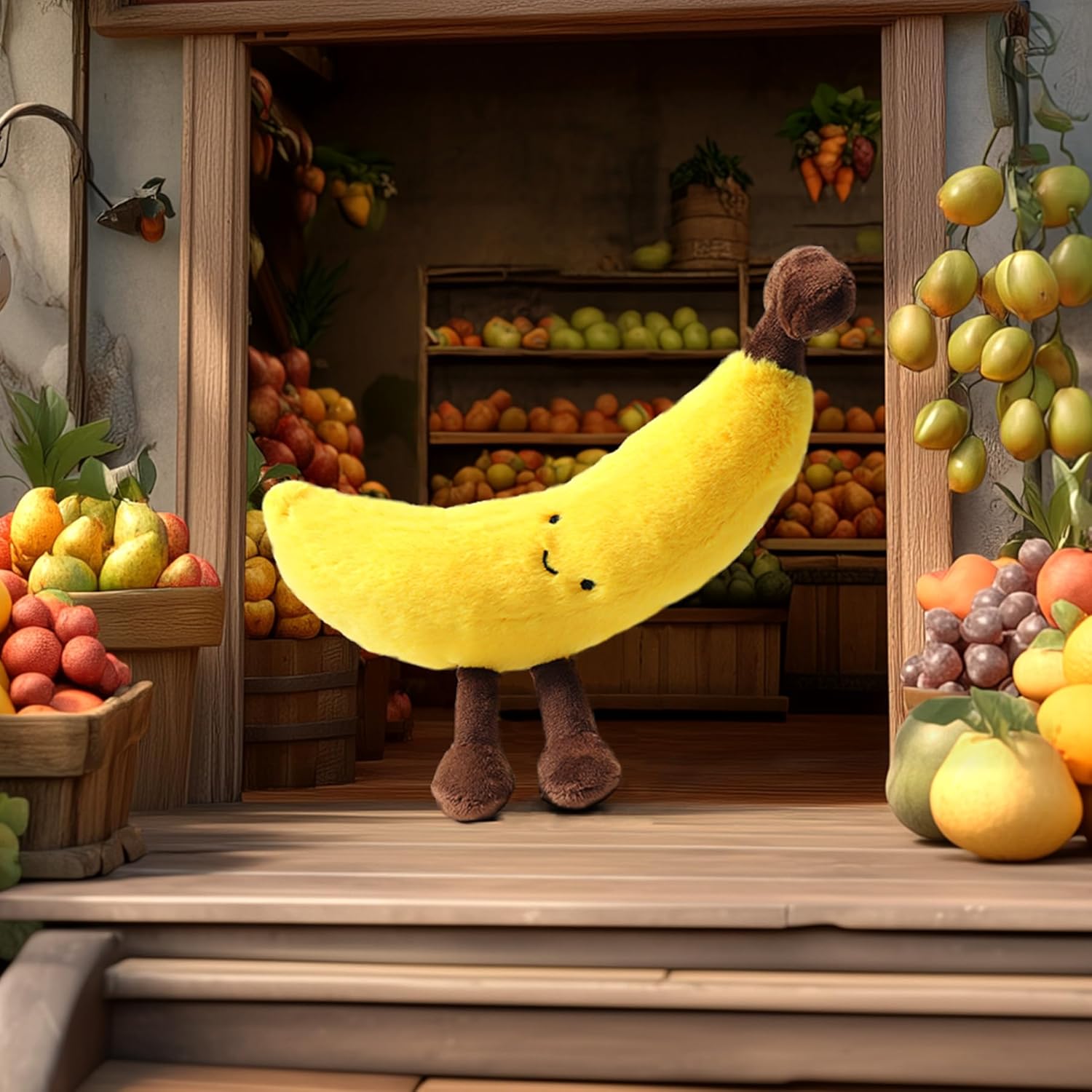 RECUR Banana Stuffed Animals Toy,Soft Fruit Banana Plush,12 Inches, Adorable Gift for All Ages