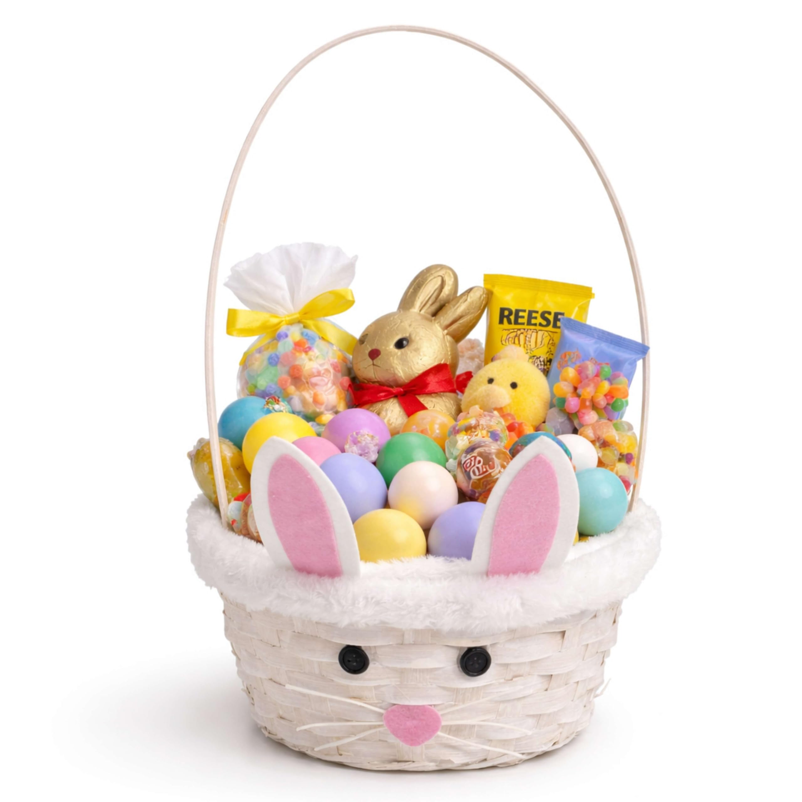 Adeptna Wholesale Easter Bunny Woven Basket Cute Bunny Face Bamboo Easter Basket For Egg Hunts, Gifts & Decorations Kids & Adults Easter Hamper Basket