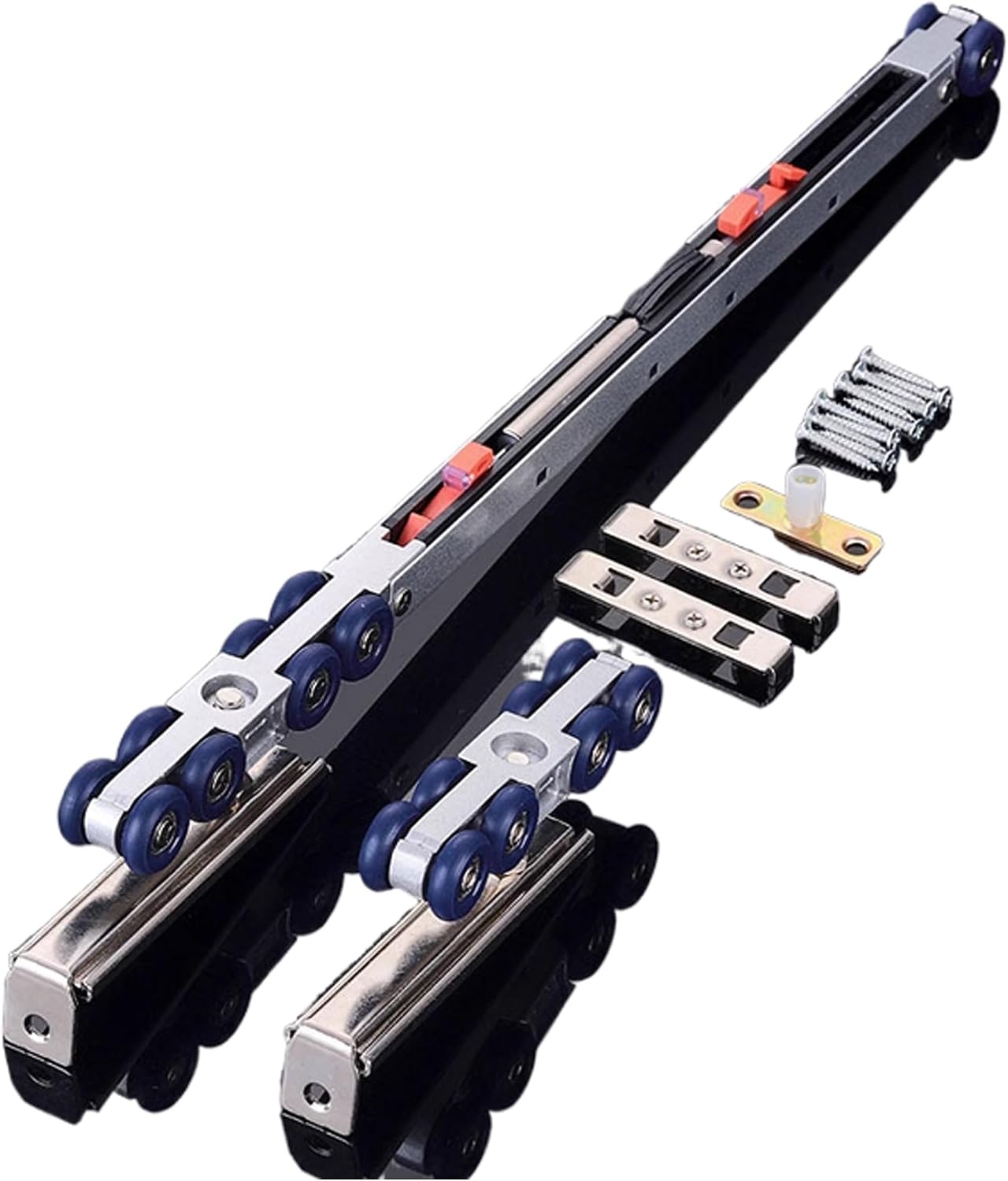 1pc Aluminum Sliding Door Kit - Bypass Door Track Hardware Set for Smooth and Silent Operation(Purple,240cm)