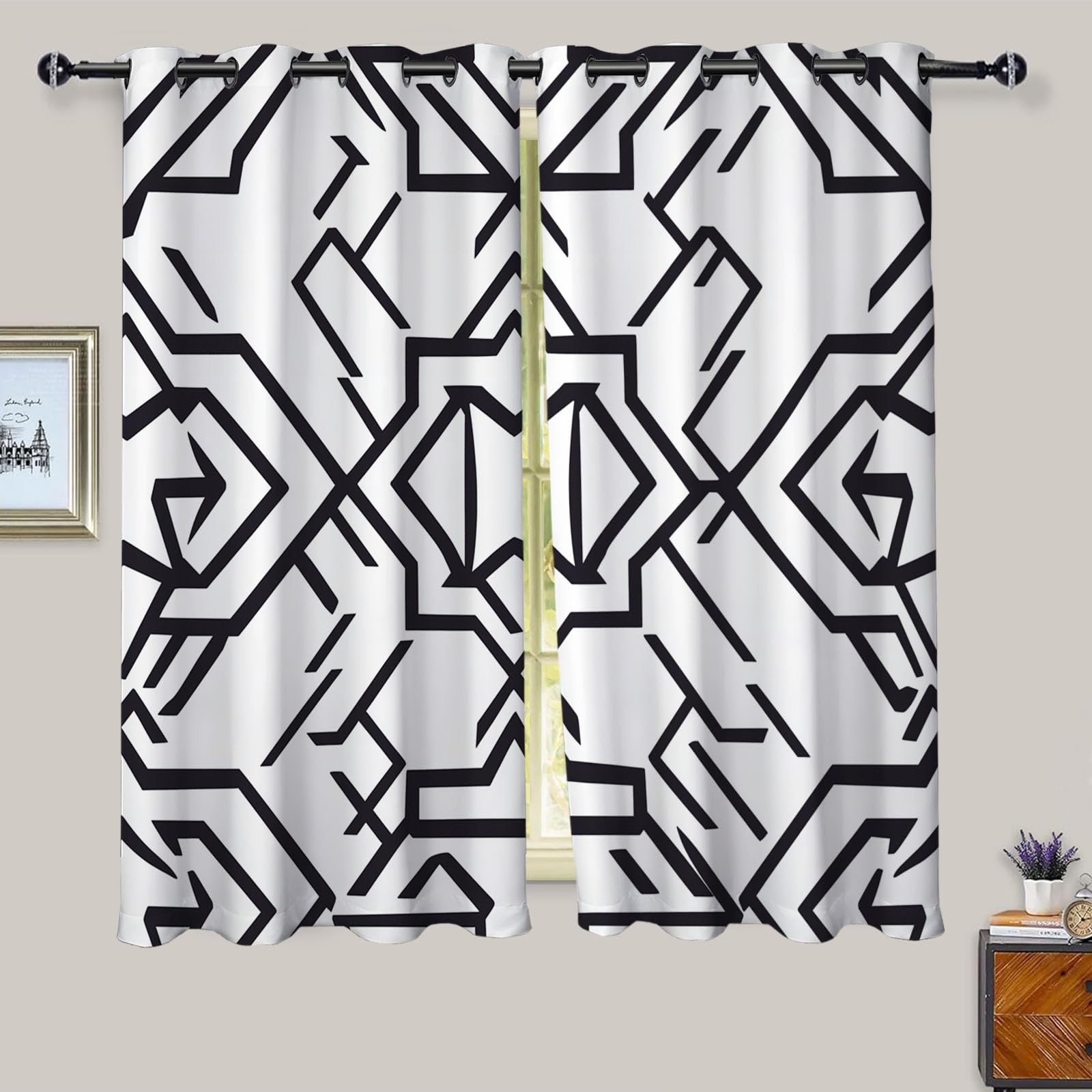 Rideaux occultants au motif abstrait élégant, draperies thermiques haut de gamme pour salon