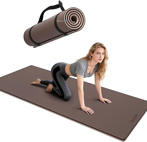 Tapete de yoga de 0.315 pulgadas de grosor, antideslizante, antideslizante, antideslizante, tapete de pilates para hombres y mujeres, tapete de