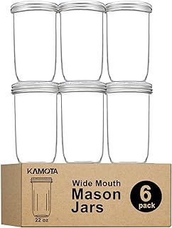 Sponsored Ad - KAMOTA Wide Mouth Mason Jars 22 oz With Wide Mouth Lids and Bands, Ideal for Jam, Honey, Wedding Favors, Sh...