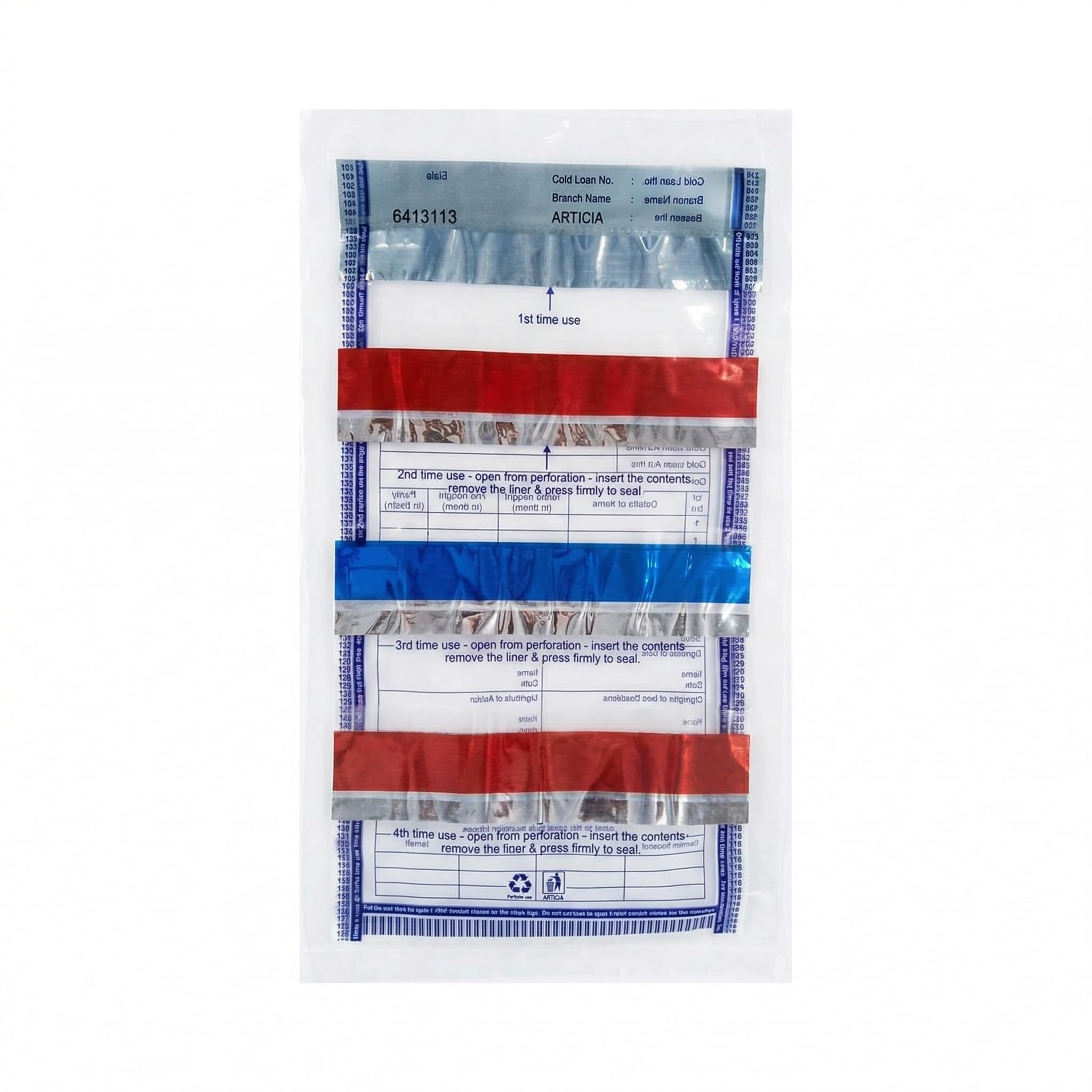 Triple Audit Gold Security Bag 120 Micron | Size 6.5 x 11 + 1 Inch | Tamper Proof Courier & Cash Deposit Bag | Strong Adhesive Seal (100)-image-1