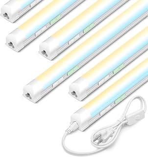 6 Pack LED Shop Lights 4FT,30W 4500LM,6CCT Tunable,Plug-in Garage Light