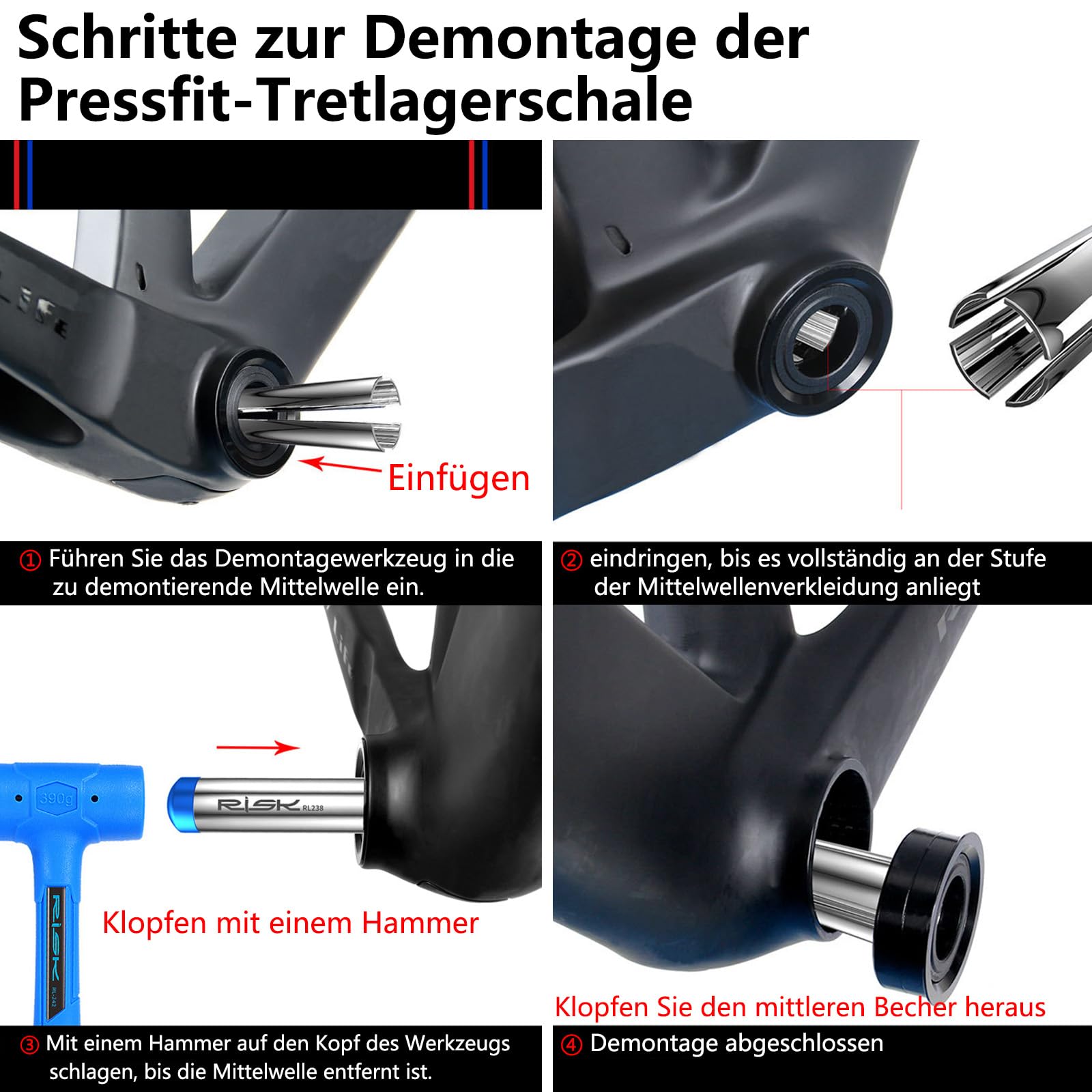 Pressfit Tretlager Werkzeug - Fahrradlager Entfernung Edelstahl