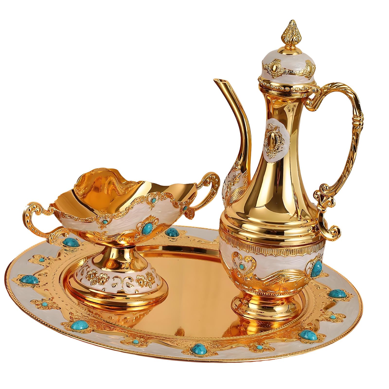carotoe Zinc Alloy Drinkware Coffee Bottle with Fruit Tray for Entertaining Guests At Gatherings Wedding Tray Set
