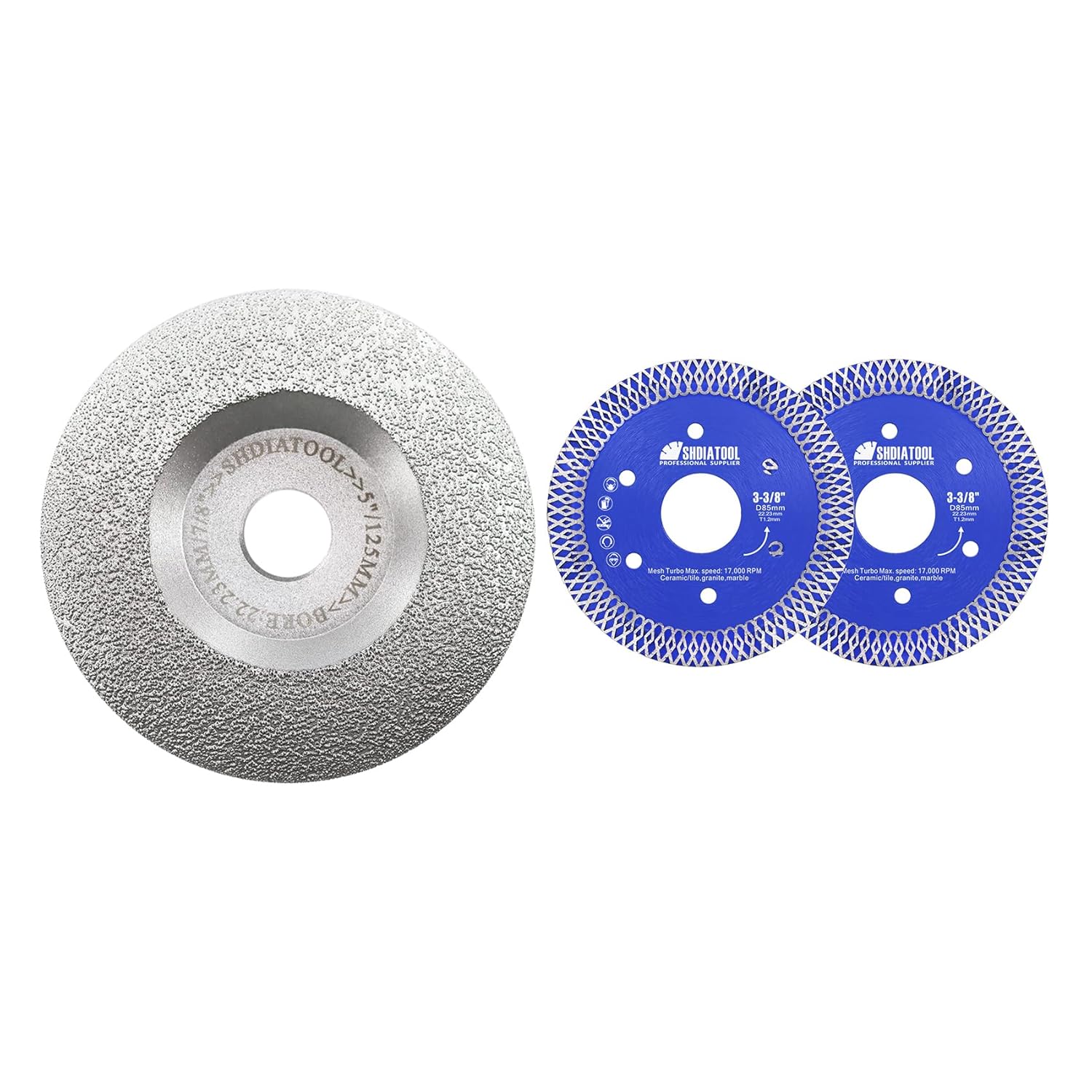 SHDIATOOL 5-Inch Diamond Grinding Cup Wheel for Granite Marble Iron Steel Masonry Convex Vacuum Brazed Grinding Disc Fits 7/8 Inch Arbor