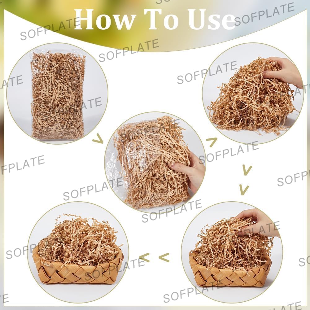 AGHSGDBCE Crinkle Cut Paper Shred Filler, 4 Sets 7oz Crinkle Paper Filler Bulk Gift Wrapping Basket Filling Cut Shred Wrinkle