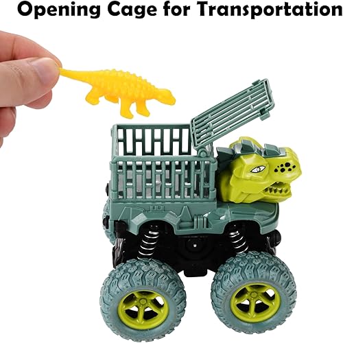 Miniatura 3 de Beestech Juguetes de dinosaurio para niños de 2, 3, 4, 5 años, empujan y tiran, impulsados por fricción de dinosaurio, camiones monstruos, vehículos
