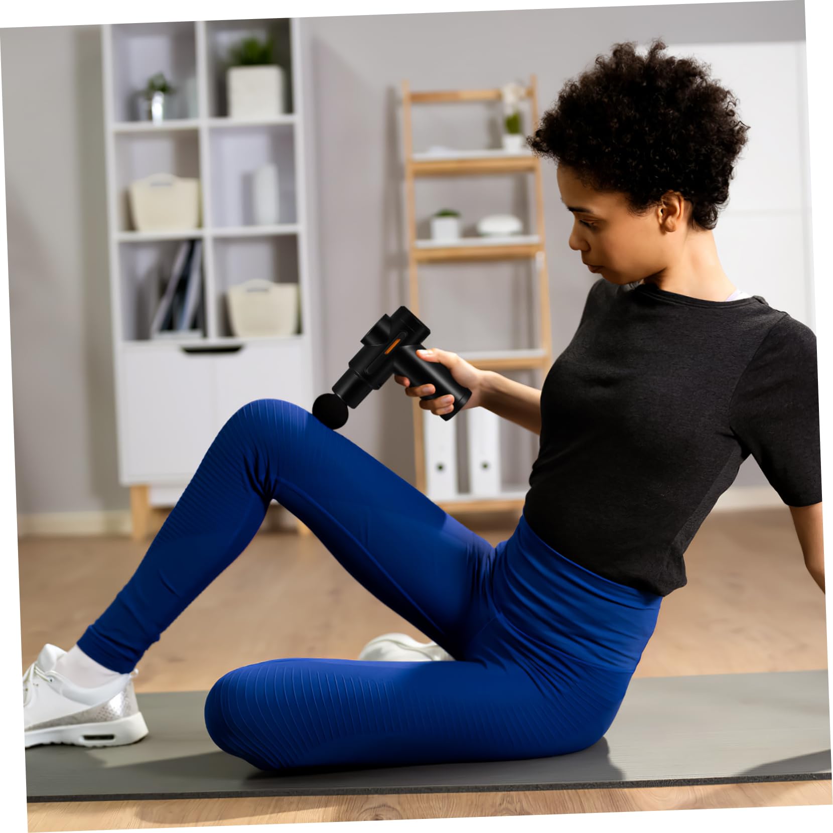 Mini Alta Velocidad de Percusión USB Portátil Negro Masajeador con 4 Cabezales y Batería de Larga Duración para Relajación Muscular y Masaje Corporal Profundo