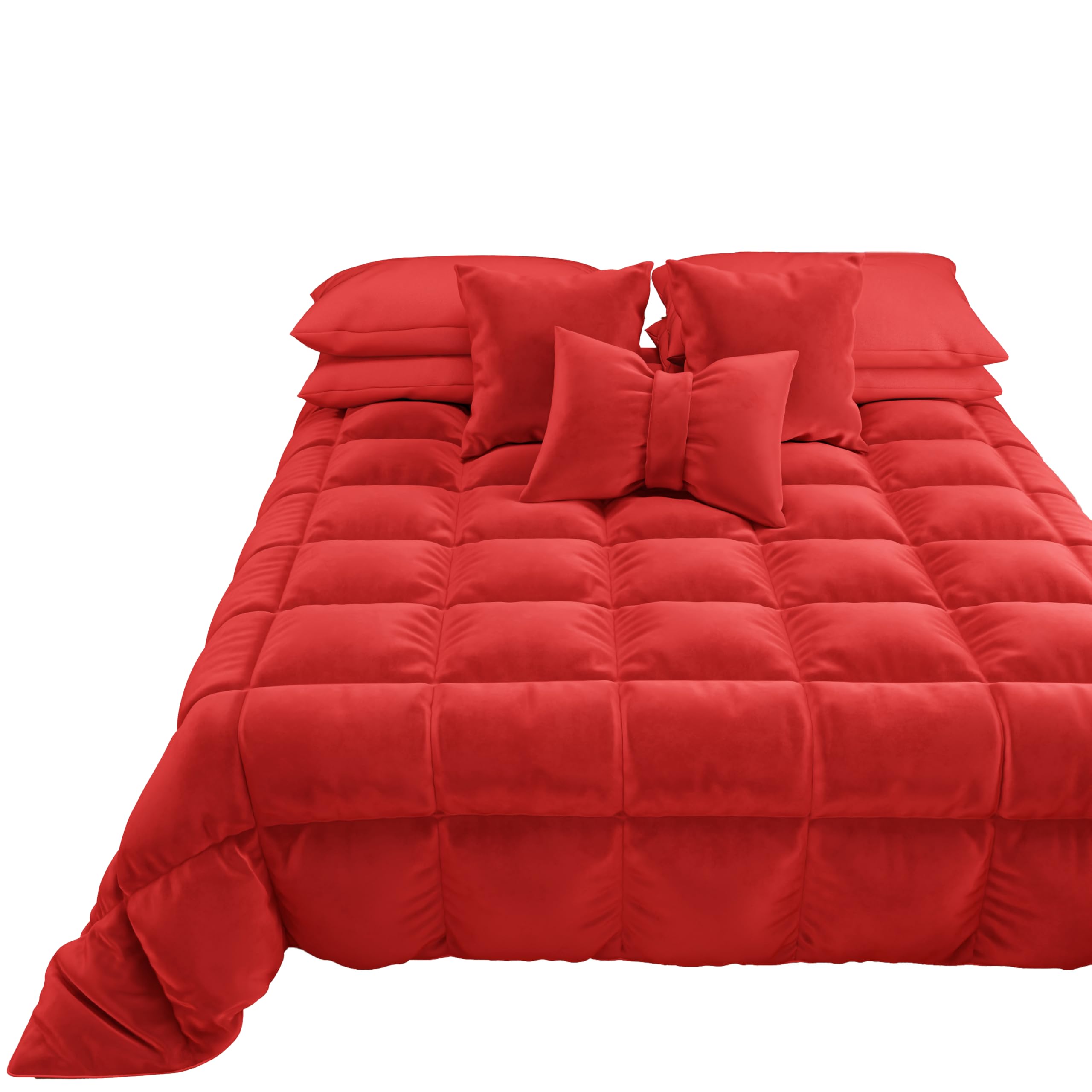 PETTI Artigiani Italiani - Trapunta in Morbido e Caldo Velluto 350 g/m², Piumone Matrimoniale, Double Face, Trapunta Matrimoniale: 260x270 cm, Rosso, 100% Made in Italy