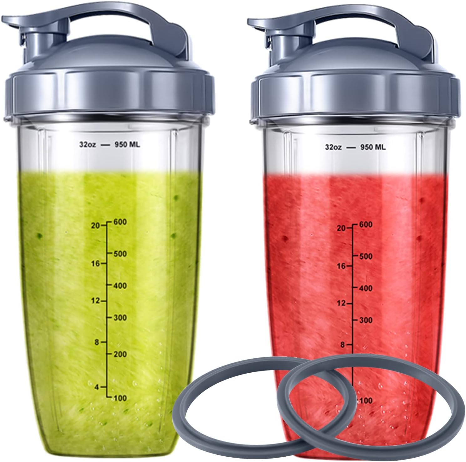 Amazon NutriBullet マジックジューサー 32オンス ブレンダーカップ フリップトップ蓋付き (2個パック) 交換用部品