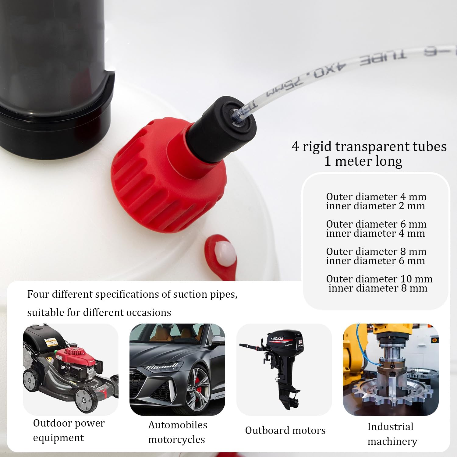 Extractor Aceite Motor 6L,Bomba Extractora Aceite Coche Manual,Equipada con Una Base Mejorada y Cuatro Tamaños De Manguera,Adecuada para Automóviles, Barcos, Cortacéspedes y Otros Equipos