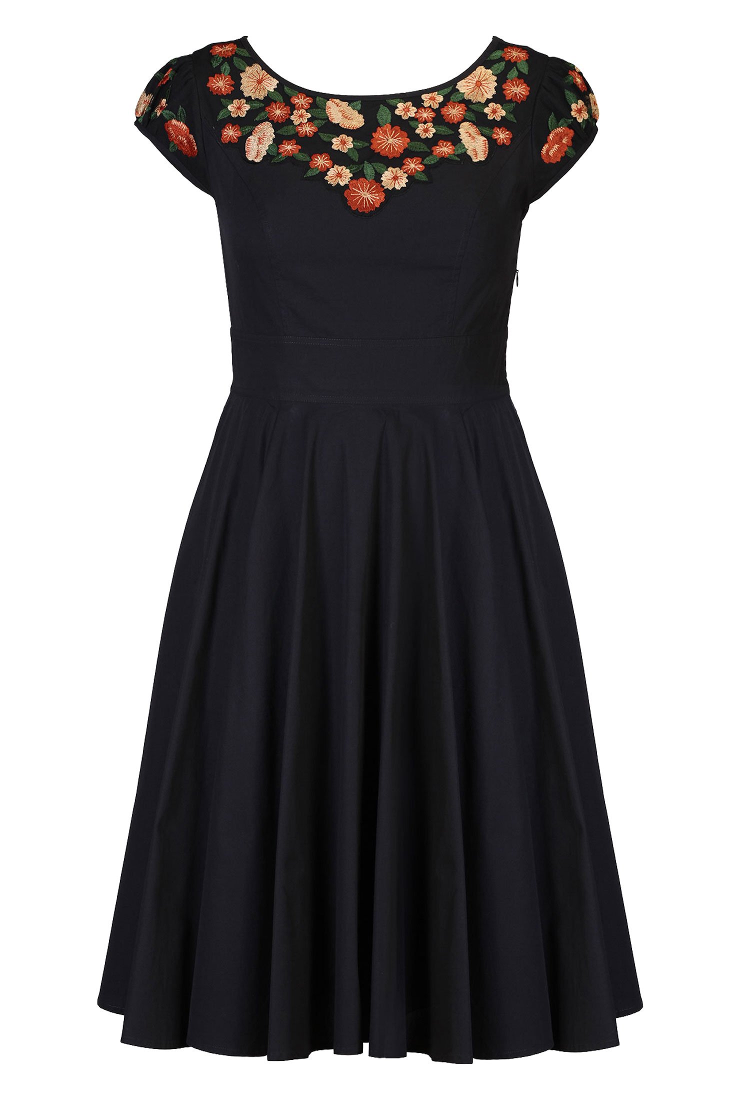 Eshakti Womens Fall Floral Yoke Poplin Dress 1x 16w Regular