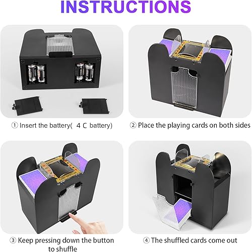 Miniatura 11 de Automatic Card Shuffler 2/1/4/6 Deck,Battery-Operated Electric UNO Poker Shuffler,Playing Card Shuffler for Home Card Game,Travel 1-2 cubiertas