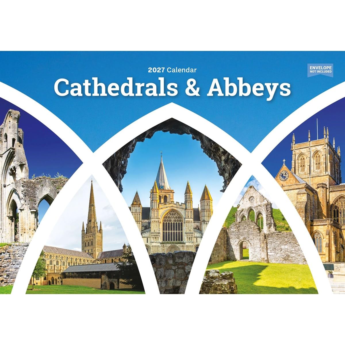 Carousel Worldwide Cathedrals and Abbeys 2027 Wall Calendar, A5 Format, 12-Month Monthly Calendar, Full-Color Cathedral & Abbey Photography
