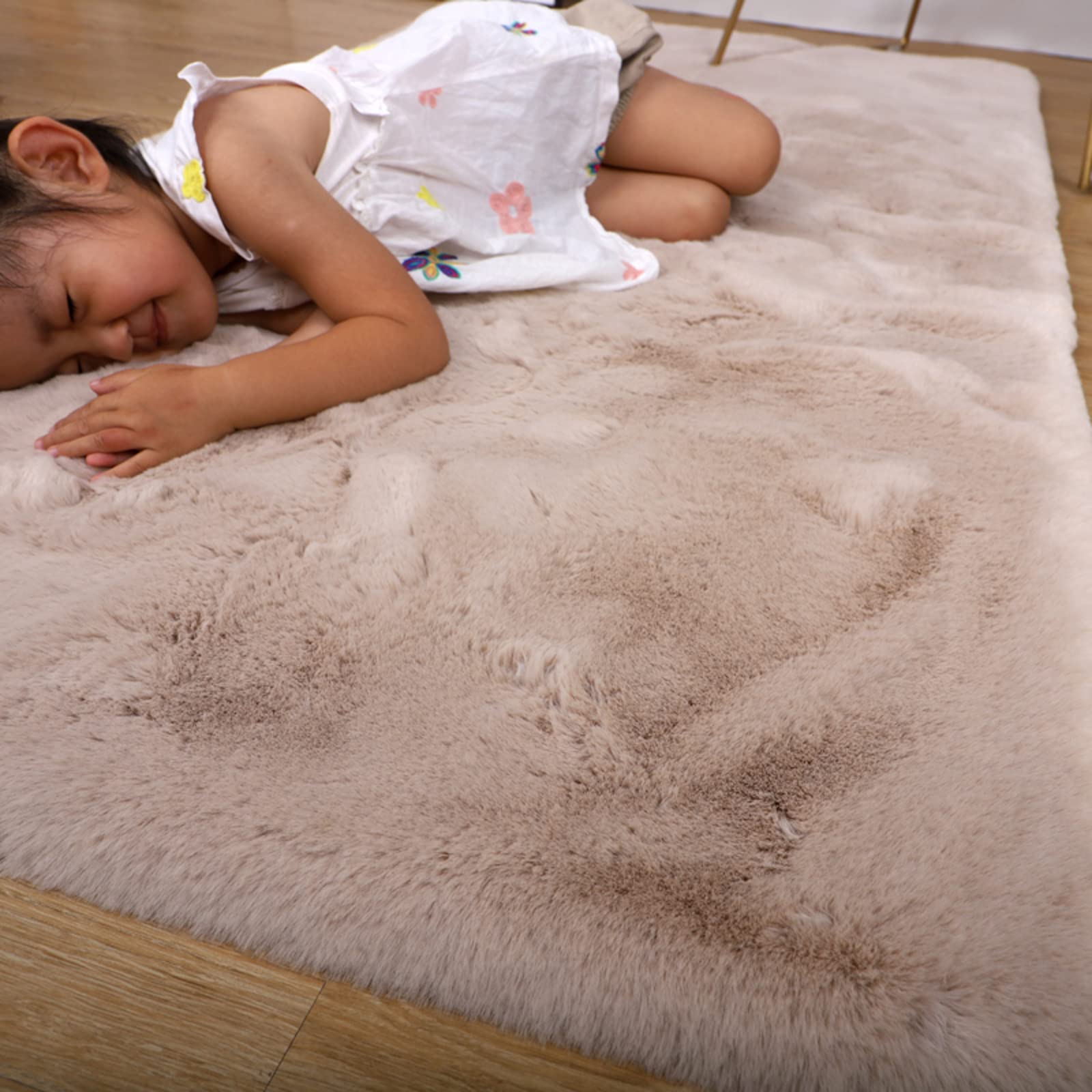 Los Niños Juegan Alfombra Con Alfombras De Noche Gruesas Y Esponjosas Para Niños Sofá De Dormitorio Para Niñas Sofá De Piso Shaggy Alfombras De Cabecera,Piel Sintética De Conejo Su-B 120*180cm