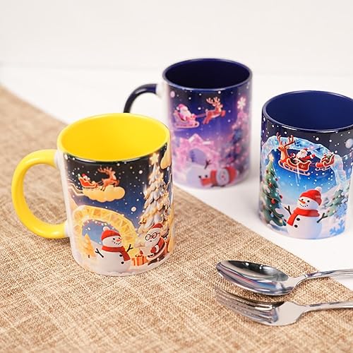 Miniatura 5 de HomeVss - Paquete de 12 tazas de sublimación de 11 onzas, tazas de café de cerámica blanca, juego a granel con cajas de regalo, para diseños de