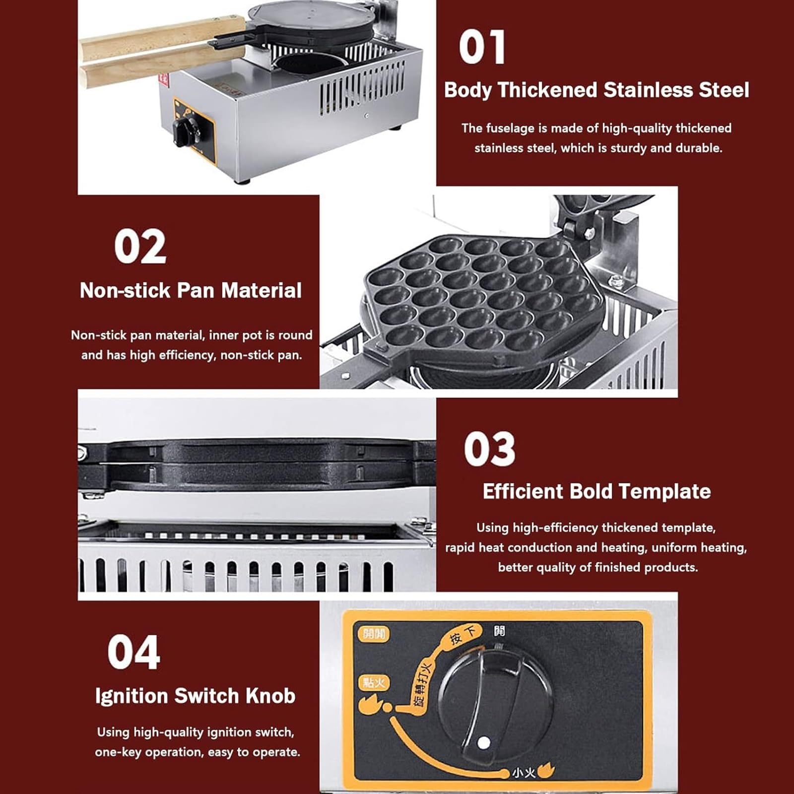 Máquina para hacer gofres belgas comerciales, sartén antiadherente, máquina para hacer conos de gofres para restaurante, fácil de limpiar, adecuada para restaurante doméstico (Style2 )