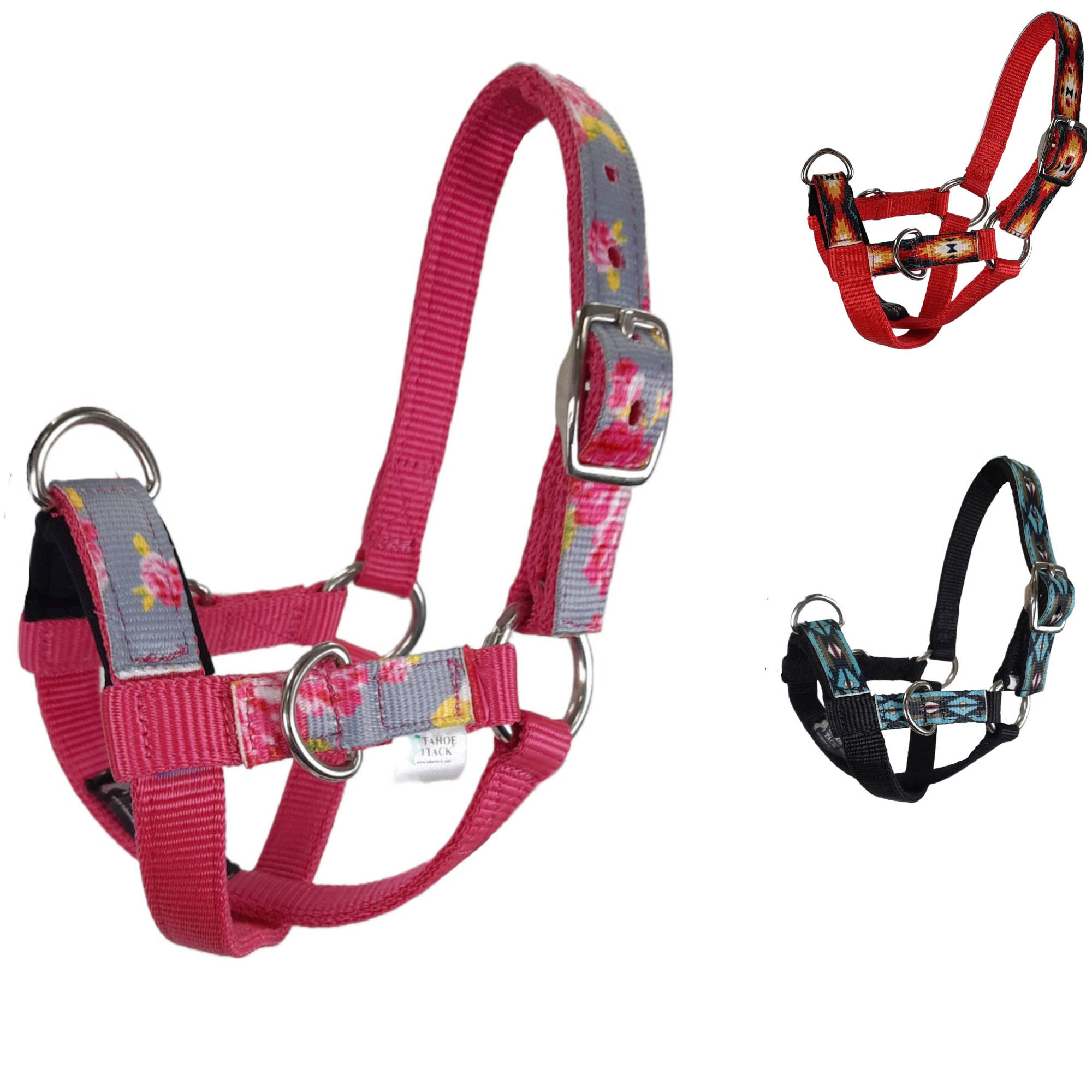 Tahoe Tack Nylon Overlay Sheep and Goat Training Halter with Padded Noseband - 6 Month Warranty