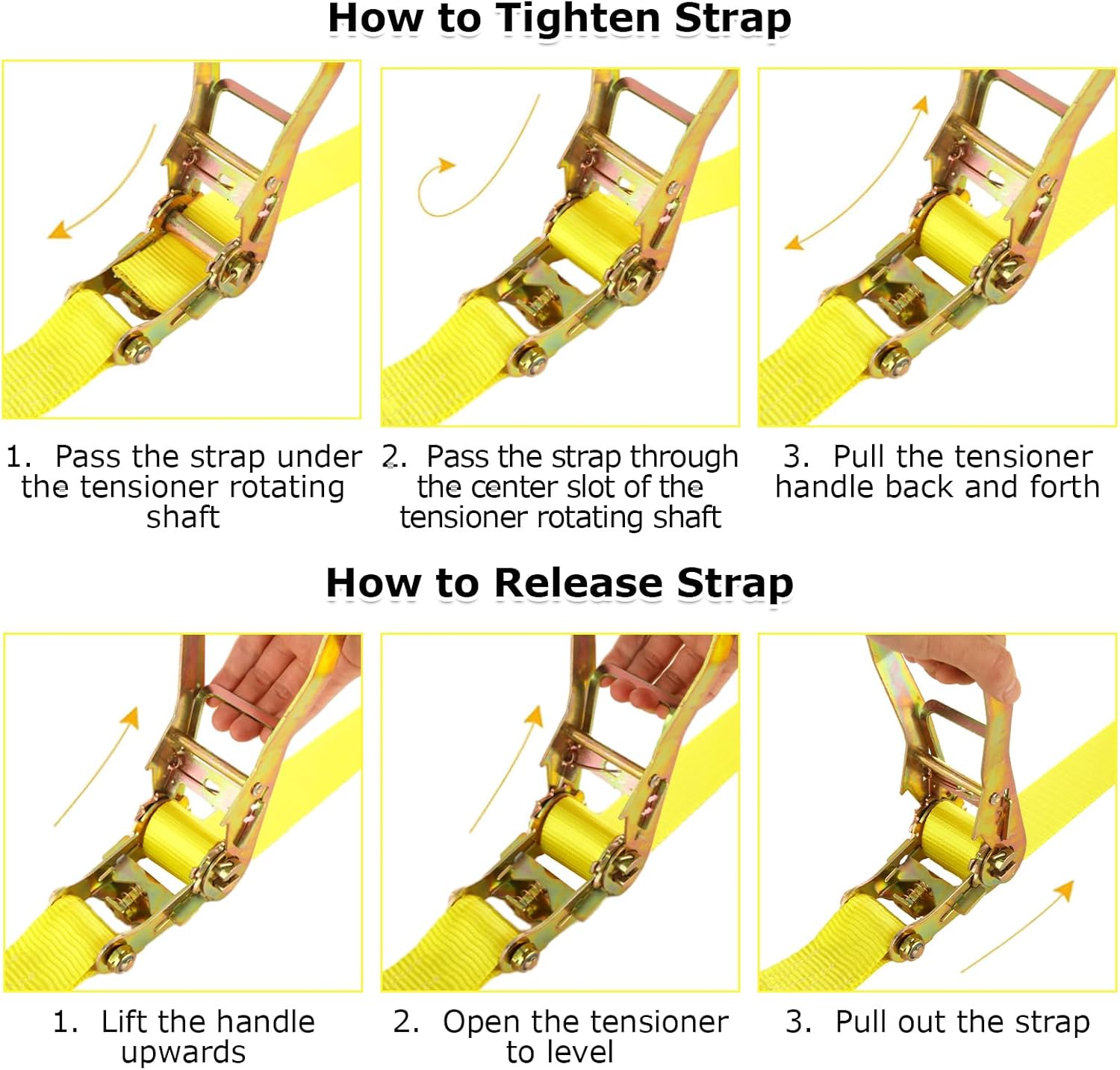 4 Pack 2 Inch Ratchet Straps Heavy Duty 20ft Tie Down Straps Ratchet with Double J Hook, 8000 LBS Break Strength, Cargo Ratchet Straps for Moving, Truck, Trailers, Motorcycles, Kayaks, Car Roof