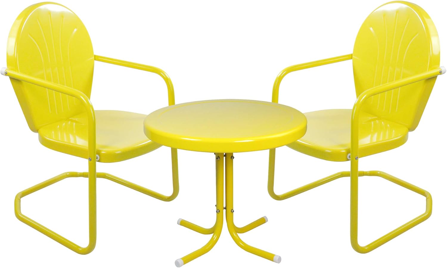 Northlight 3-Piece Retro Metal Tulip Chairs and Side Table Outdoor Set, 34", Yellow