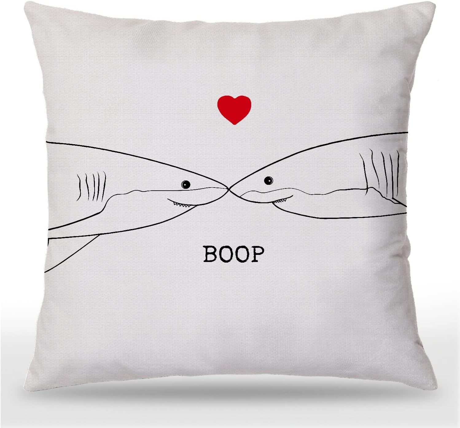 Udinaz Shark Boop Kiss Love Heart 18 x 18 Inches Throw