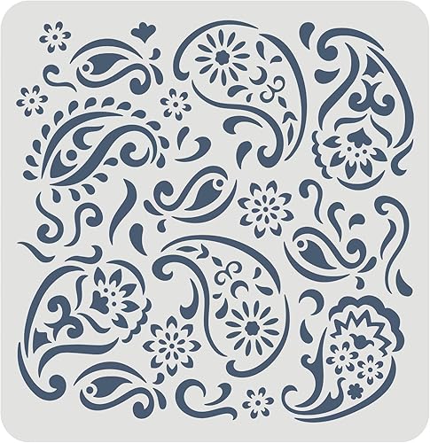 FINGERINSPIRE Plantilla de mandala de cachemira de 11.8 x 11.8 pulgadas, patrón de plástico reutilizable grande para flores vintage, pintura en