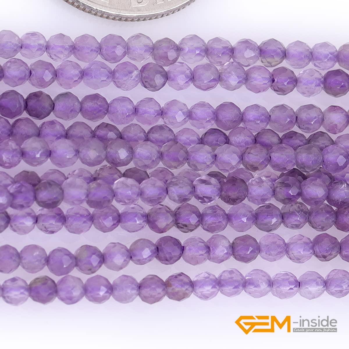 Gem-Inside 2mm Natural Purple Amethyst Real Crystal Gemstone Faceted Spacer Beads for Jewelry Making Strand 15'' - Image 4